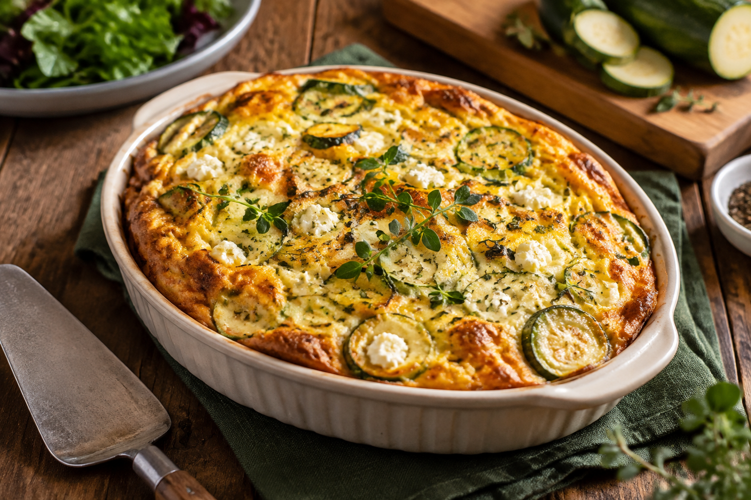 Omelete de forno com abobrinha e ricota